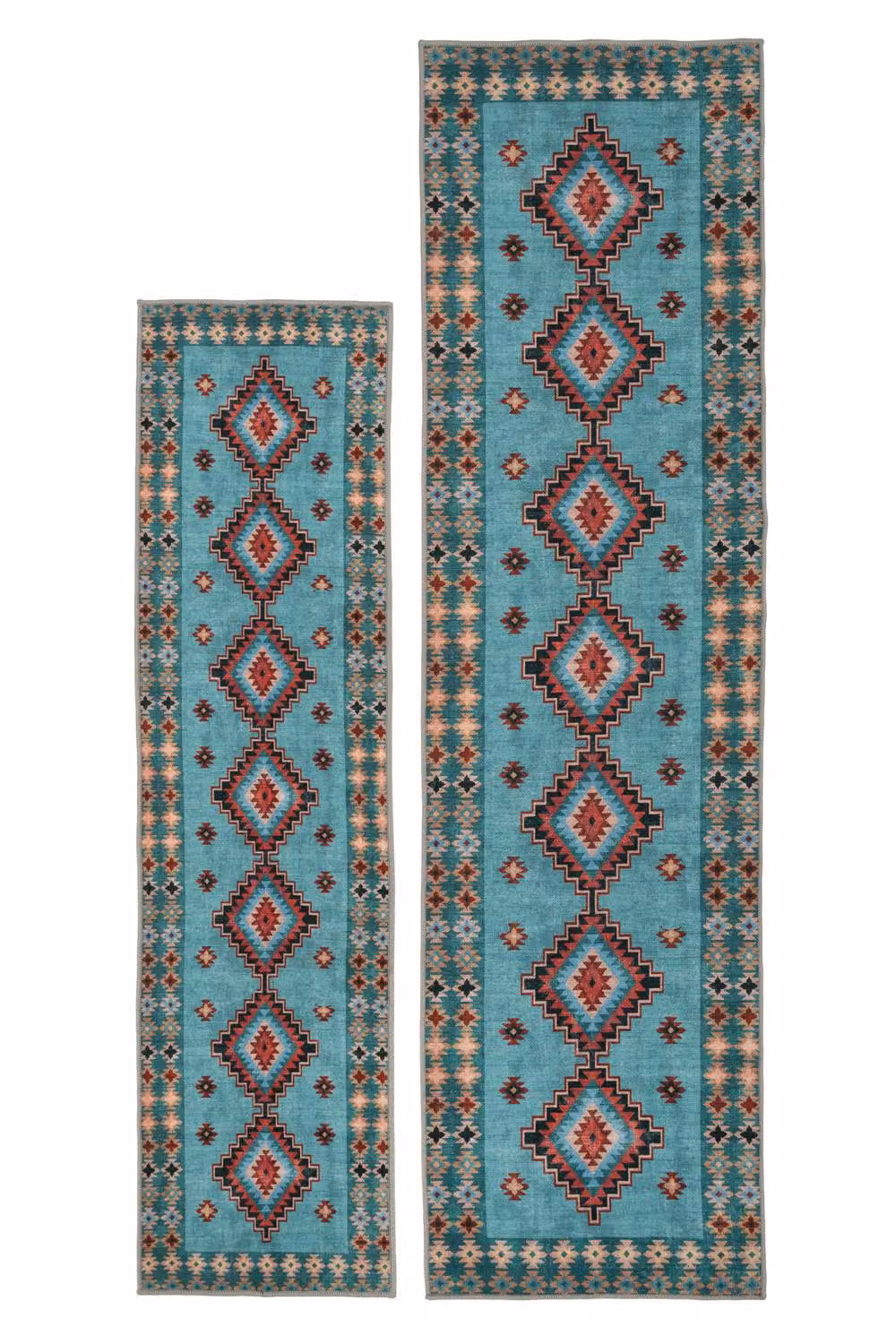 Kukoon Blue Geometric Boho Machine Woven Washable Everyday Rug, W: 200 cm, D: 290 cm – 5