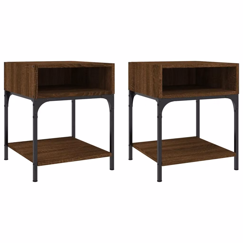 Berkfield Home Set of 2 Brown Oak Bedside Tables, W/D/H: 40 x 41 x 50 cm – 2