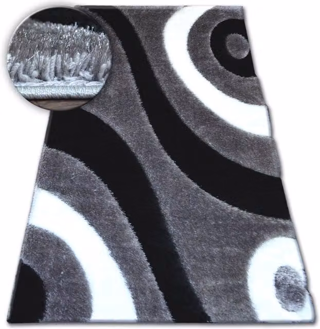 RugsX Shaggy Space Rectangular Rug in Grey and Multicolour, W/D: 80 x 150 cm