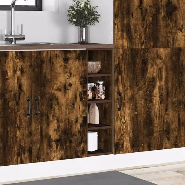 Berkfield Home Smoked Oak Kitchen Base Unit in Brown, W/D/H: 20 x 44.5 x 81.5 cm – 1