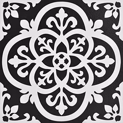 WallPops Gothic Self-Adhesive Peel and Stick Floor Tiles, Black, Set of 10, W/D/H: 30.48 x 30.48 x 0.26 cm