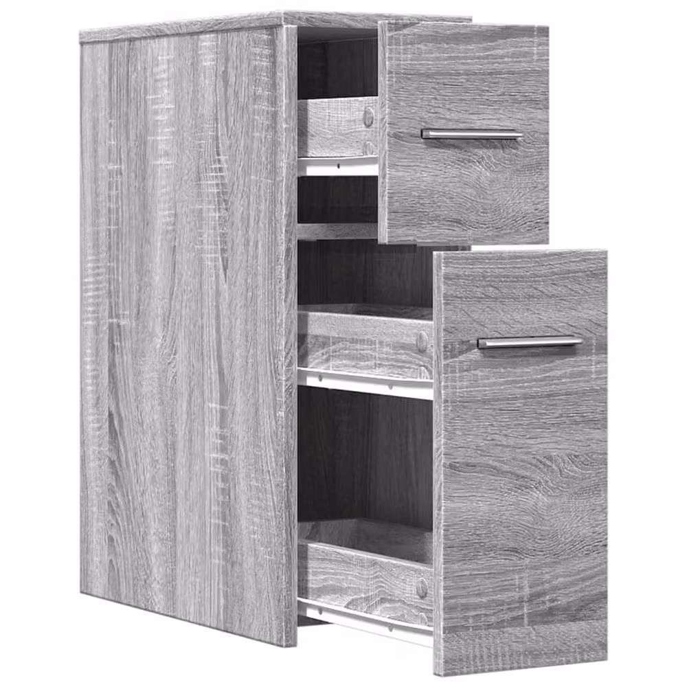 Berkfield Home Narrow Bathroom Cupboard with Castors, Grey Sonoma Engineered Wood, W: 44.0 cm, D: 22.0 cm, H: 61.5 cm – 2