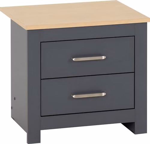 Seconique Portland 2 Drawer Bedside Table in Grey and Oak, W: 50.0 cm, D: 40.0 cm, H: 45.5 cm – 1