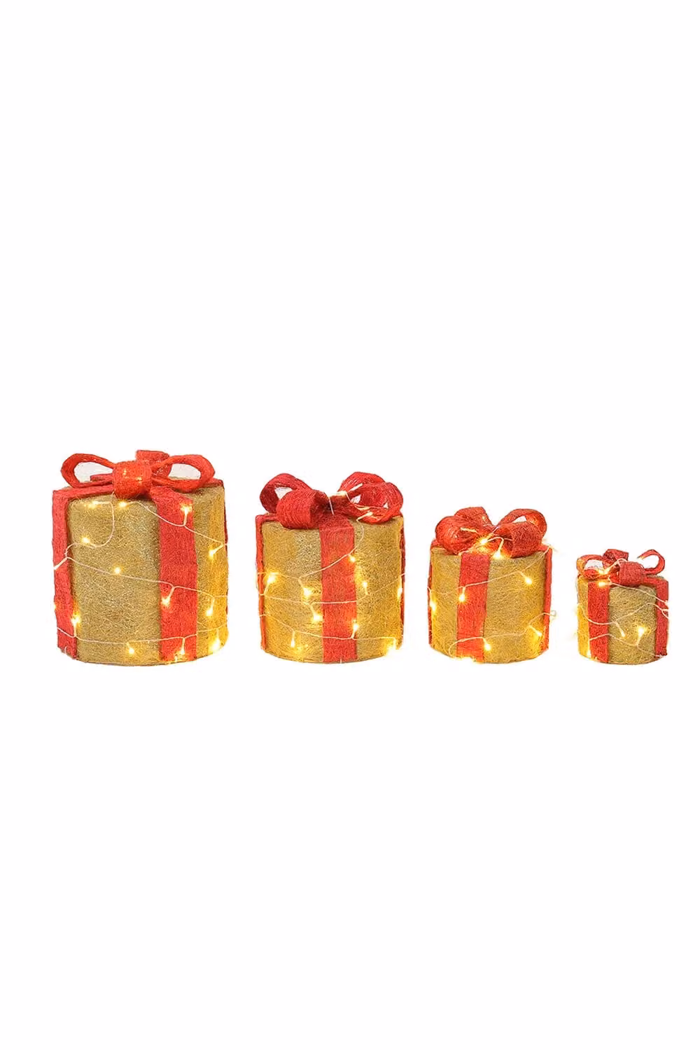 Living and Home 4Pcs Round Gold Christmas Gift Boxes with LED Light Bowknot Decor – 2