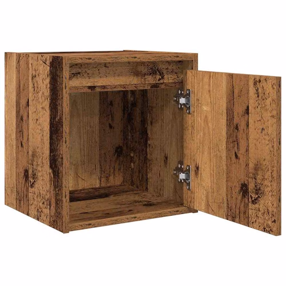 Berkfield Home Wall-Mounted Bedside Cabinet in Brown Old Wood, W/D/H: 38 x 34 x 40 cm – 3