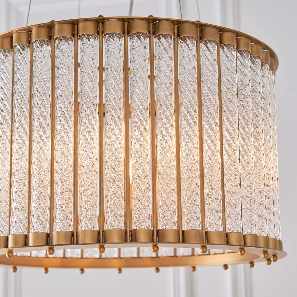 Netlighting Romola Pendant Light with Matt Gold Finish and Transparent Ribbed Glass, 6x E14 – 2