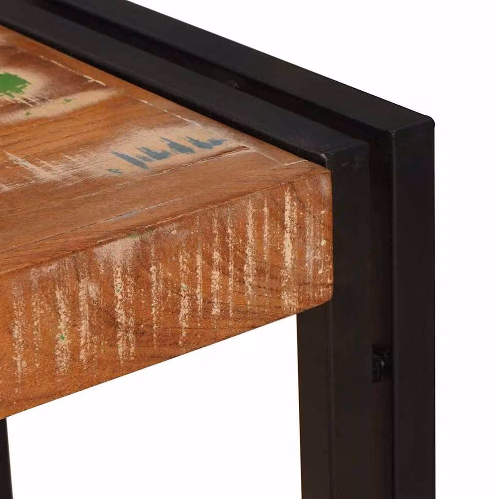 Berkfield Home Multicolour Industrial Console Table in Solid Reclaimed Wood, W: 90 cm, D: 33 cm, H: 75 cm – 4