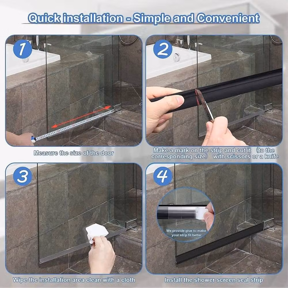 NESTLUNE Black Plastic Shower Screen Seal Strip for 4-6mm Glass – 4