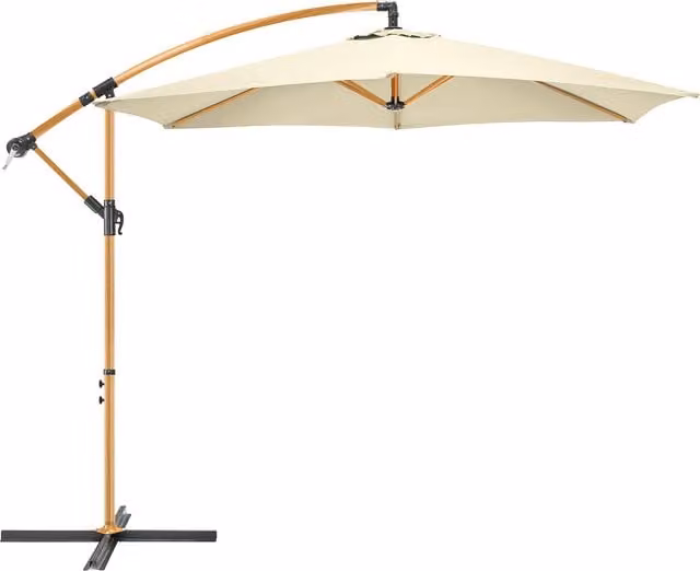 Christow Wood-Effect Cantilever Parasol in Cream with UPF 50+ Polyester Canopy