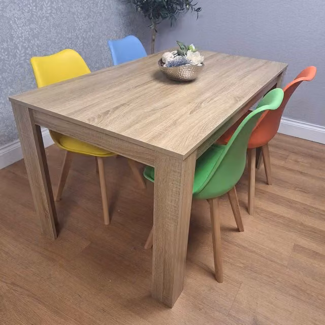 Kosy Koala Modern Oak Dining Table and 4 Chairs Set in Multicolour