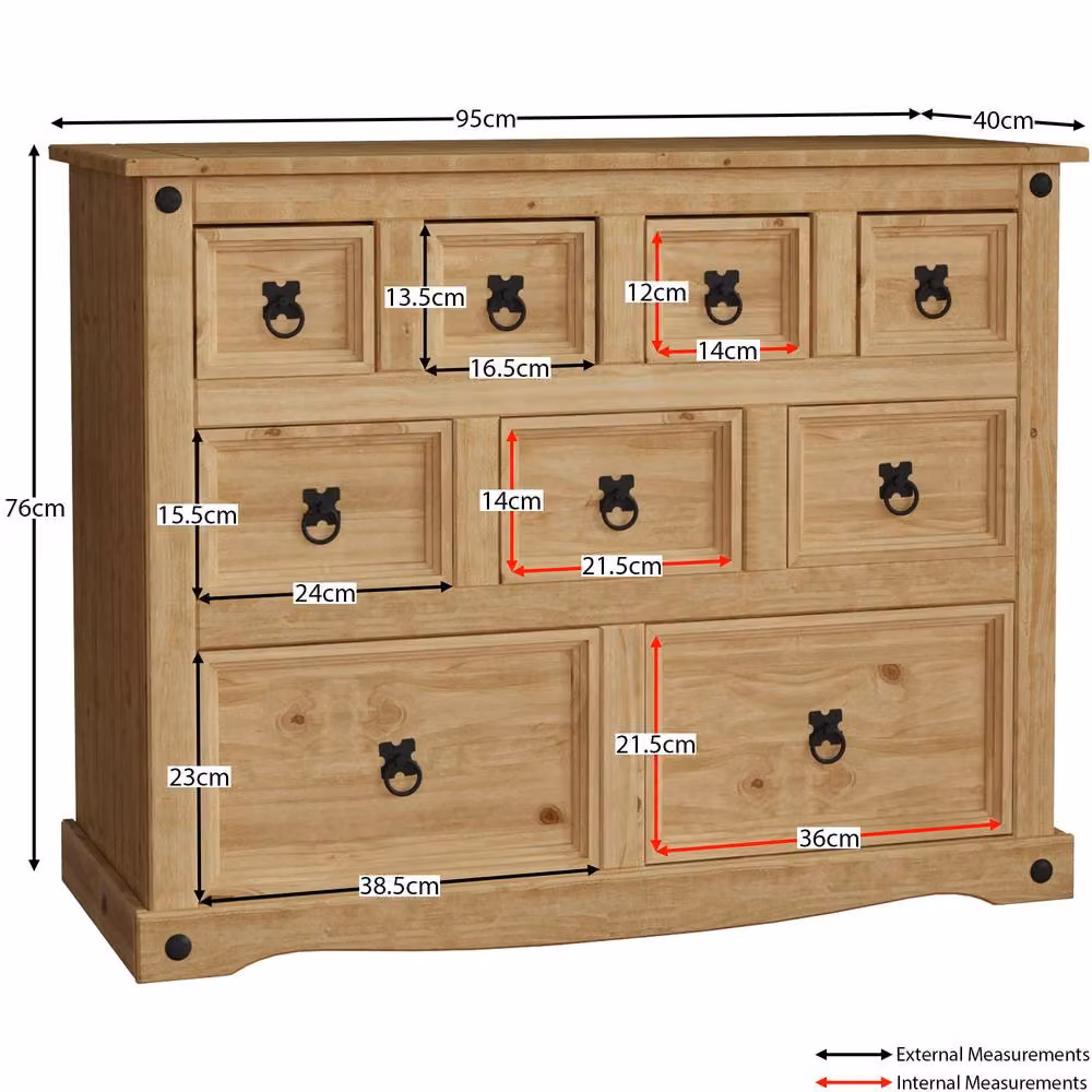 HD Designs Corona Solid Wood 9-Drawer Bedroom Storage Unit in Brown and Black – 2