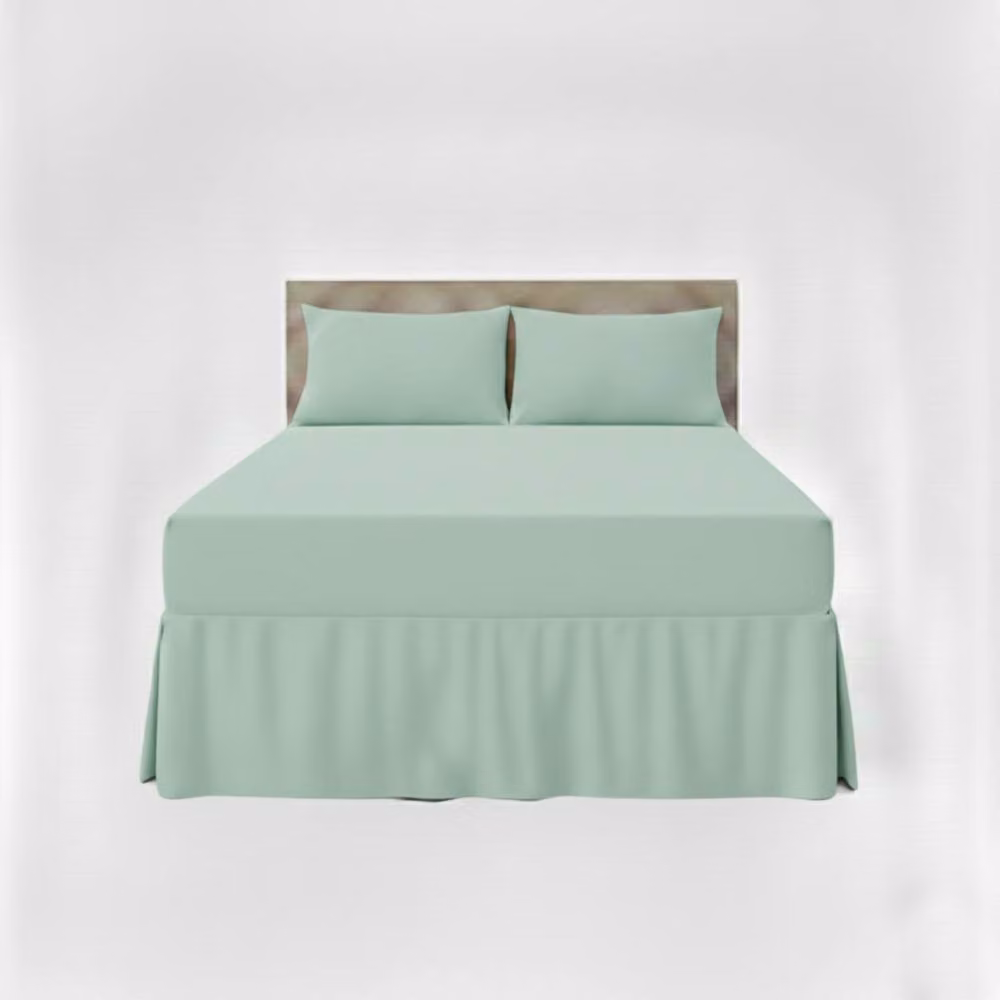 Snug City Single Polycotton Fitted Valance Bed Sheet with Frill in Green, W/D/H: 90 x 200 cm – 2