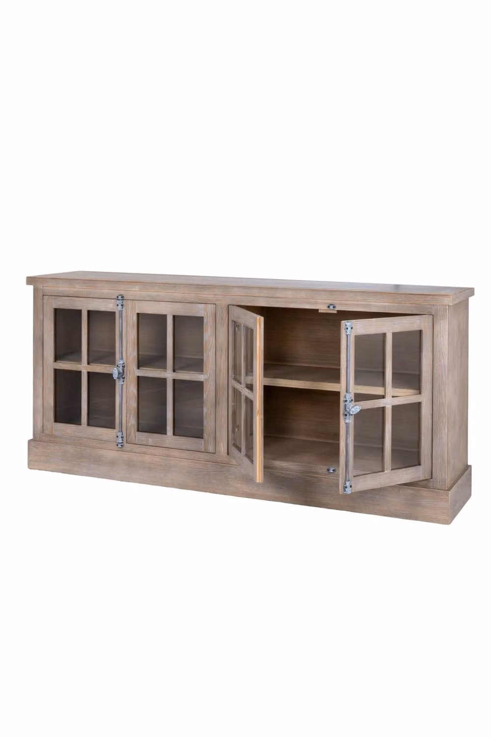 KDMD Haldon Collection 4 Door Glazed Sideboard in Sand and Brown Wood for Dining Room or Living Room Storage – 2