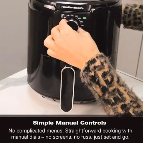 Hamilton Beach SimpliFry 4.2L Hot Air Fryer with Timer in Black – 4