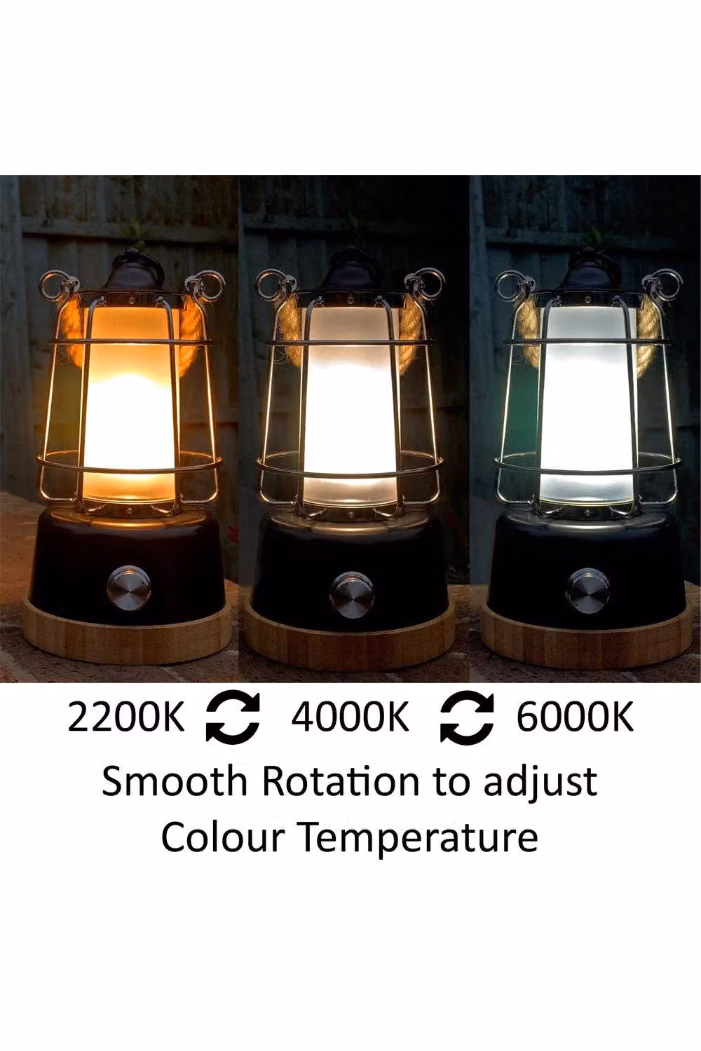 Harper Living Retro Rechargeable LED Camping Lantern, Dimmable and Water Resistant, Black – 5