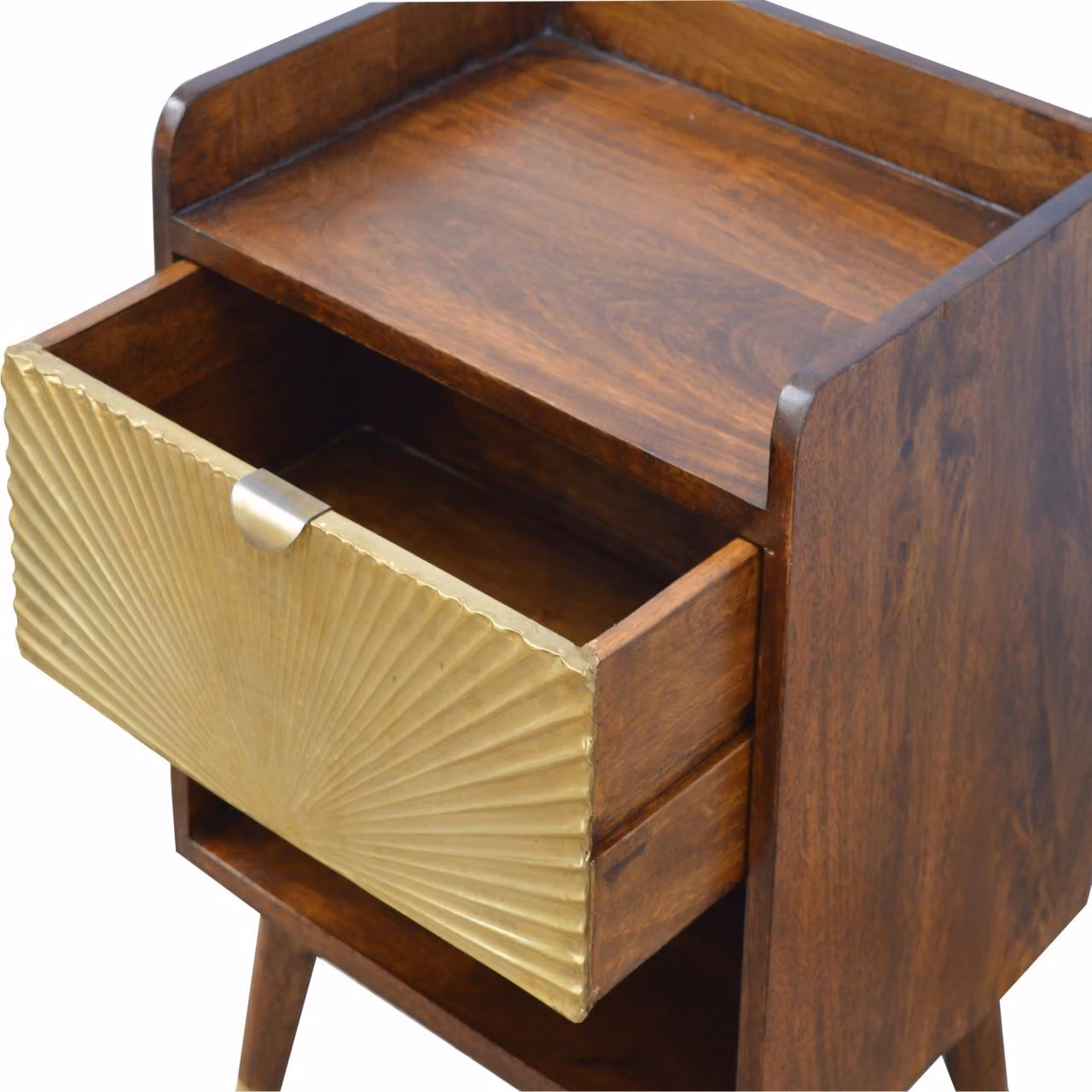 Aosom UK Mid-Century Mini Nightstand with Drawer and Shelf, Brown – 3