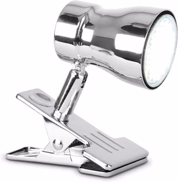 ValueLights Adjustable Clip On Desk Lamp in Silver Chrome Metal