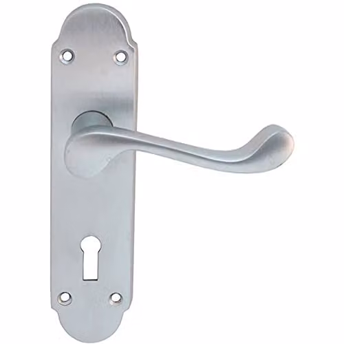 Loops Pair Victorian Upturned Handle on Lock Backplate in Chrome, W: 170 mm x H: 42 mm