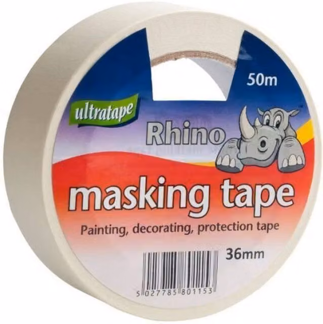 Ultratape Rhino General Purpose Paper Masking Tape, White, Width: 36 mm, Length: 50 m – 1