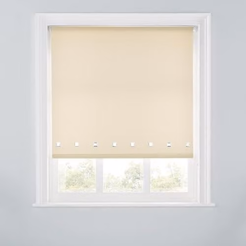 A.Unique Home Trimmable Square Eyelet Roller Blind, Beige, W: 180 cm, H: 170 cm