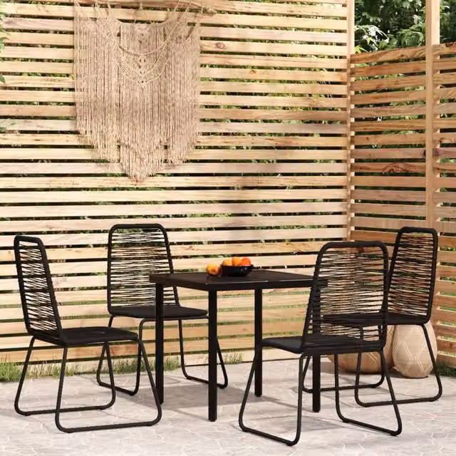 Berkfield Home 5 Piece Modern Garden Dining Set in Black – 1