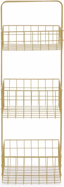 Orsina Modern 3 Tier Metal Storage Caddy with Handles in Black and Gold