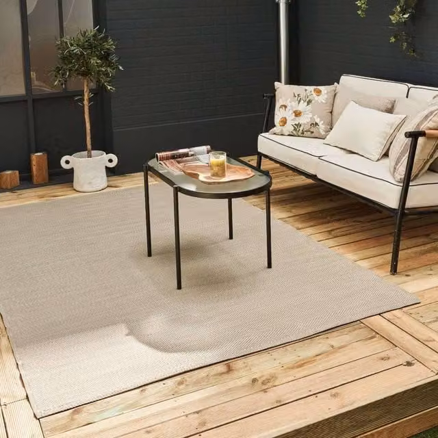 THE RUGS Reversible Weatherproof Urban 1000 Outdoor Garden Patio Rug in Beige, W: 180 cm, D: 270 cm