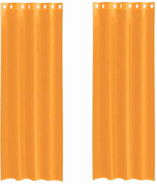 Berkfield Home Orange Voile Fabric Panel Curtains with Eyelets, 2 Pack, W: 140 cm, H: 300 cm