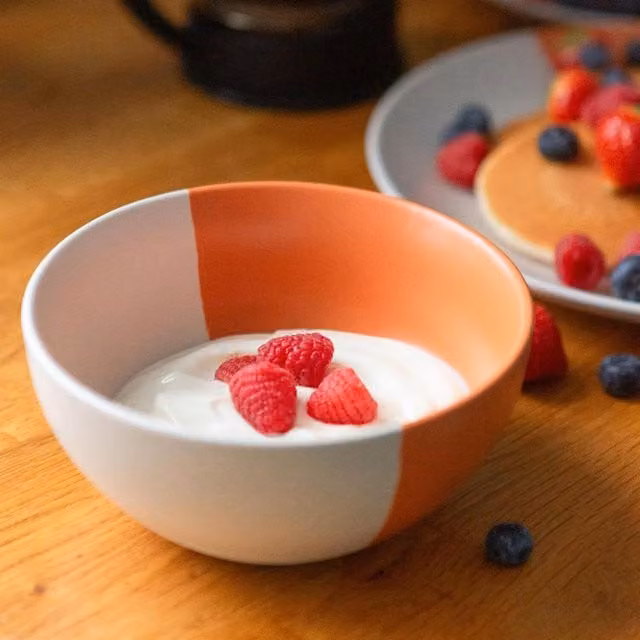 Nicola Spring Dipped Stoneware Cereal Bowls, Orange, Pack of 4, Diameter: 16.5 cm