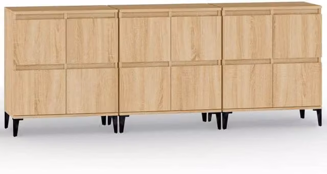 Berkfield Home 3-Piece Sonoma Oak Sideboard Set in Light Tan, W/D/H: 60 x 35 x 70 cm