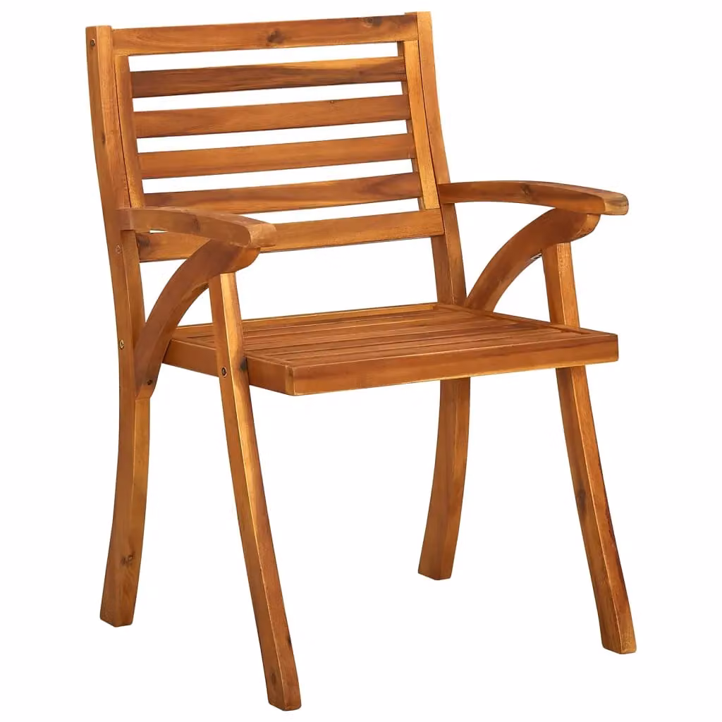 Berkfield Home Set of 6 Brown Acacia Wood Garden Chairs with Armrests – 2