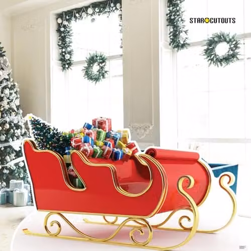 Star Cutouts SC4198 Santa’s Sleigh with Presents Large Red Christmas Cardboard Cutout for Festive Party Decorations and Holiday Displays – 4