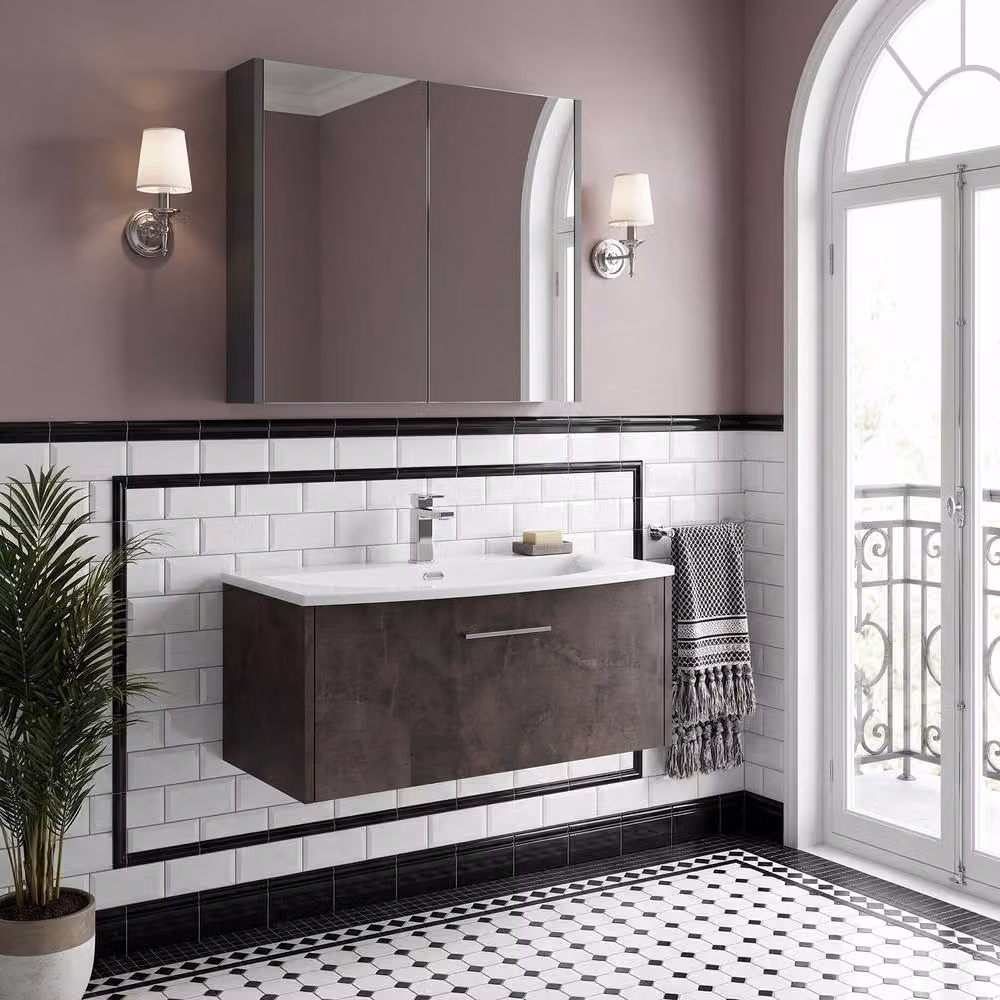 Balterley Winshill Contemporary 1 Drawer Wall Hung Vanity Basin Unit, Grey, Width: 80 cm – 3