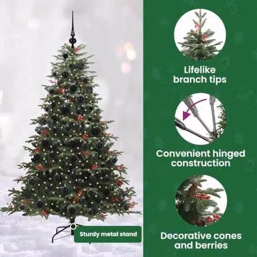 vidaXL Artificial Christmas Tree with 300 LEDs and Stand, Green, Height: 180 cm – 5