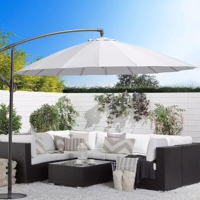 Wyld and Coco Cantilever Garden Parasol in Light Grey with Aluminium and Polyester Canopy, W/D/H: 268 x 235 x 268 cm
