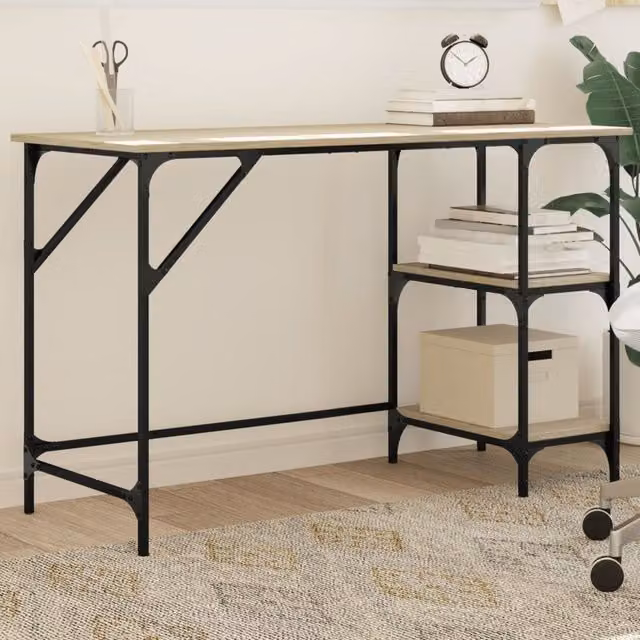 Berkfield Home Computer Desk in Sonoma Oak and Brown, W/D/H: 120 x 50 x 75 cm – 1