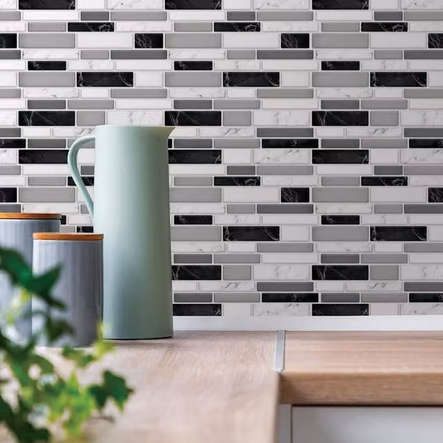 WALPLUS 3D Geometric Brick Tile Stickers in Multicolour and Grey, 36 Pack