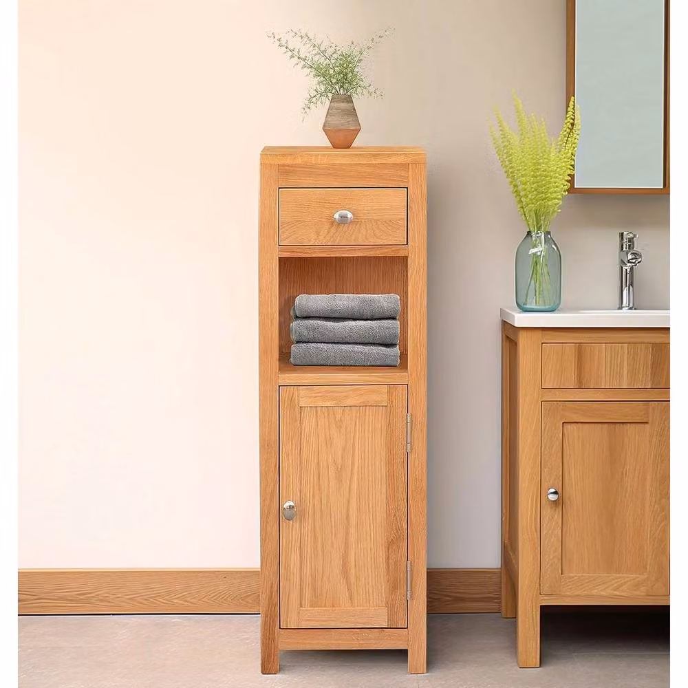 FORGEVIO Scandinavian Style Bathroom and Hallway Storage Cabinet in Light Oak – 3