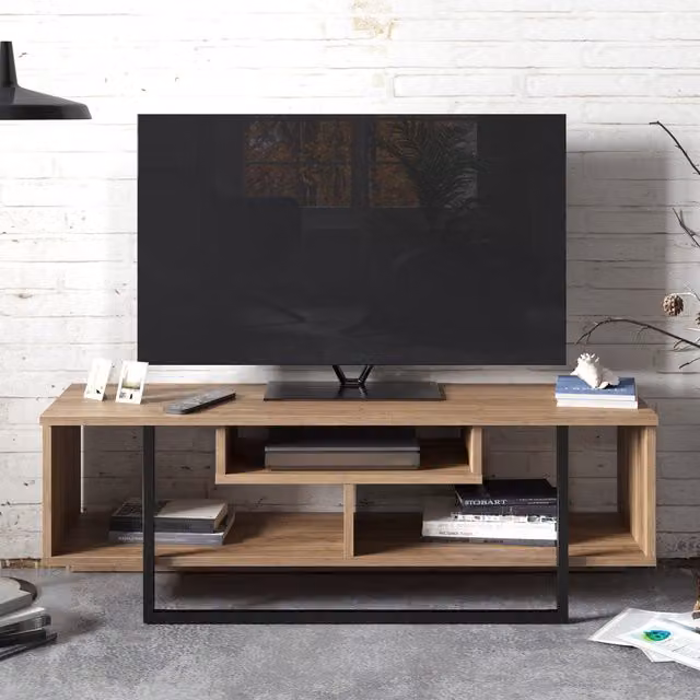 Asal Minimalist TV Unit in Walnut and Black