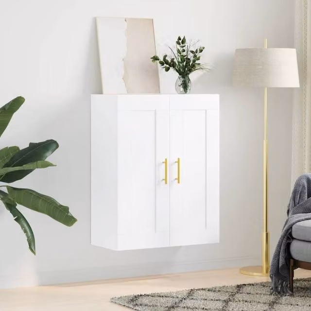 Berkfield Home Wall Mounted Cabinet in White, W/D/H: 69.5 x 34 x 90 cm