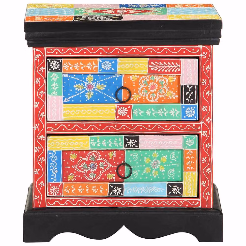 Berkfield Home Traditional Floral Bedside Cabinets, 2 Pieces, Multicolour, W/D/H: 40 x 35 x 45 cm – 2