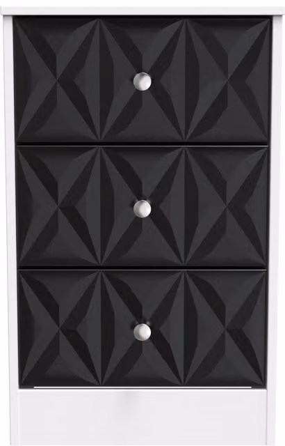Ready Assembled 2 U Memphis 3 Drawer Bedside Cabinet in Black