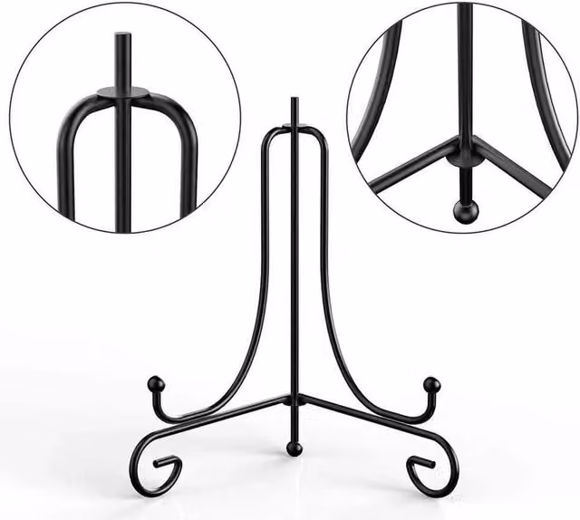 FORGEVIO Modern Metal Tabletop Easel Display Stand in Black, 25.4 cm