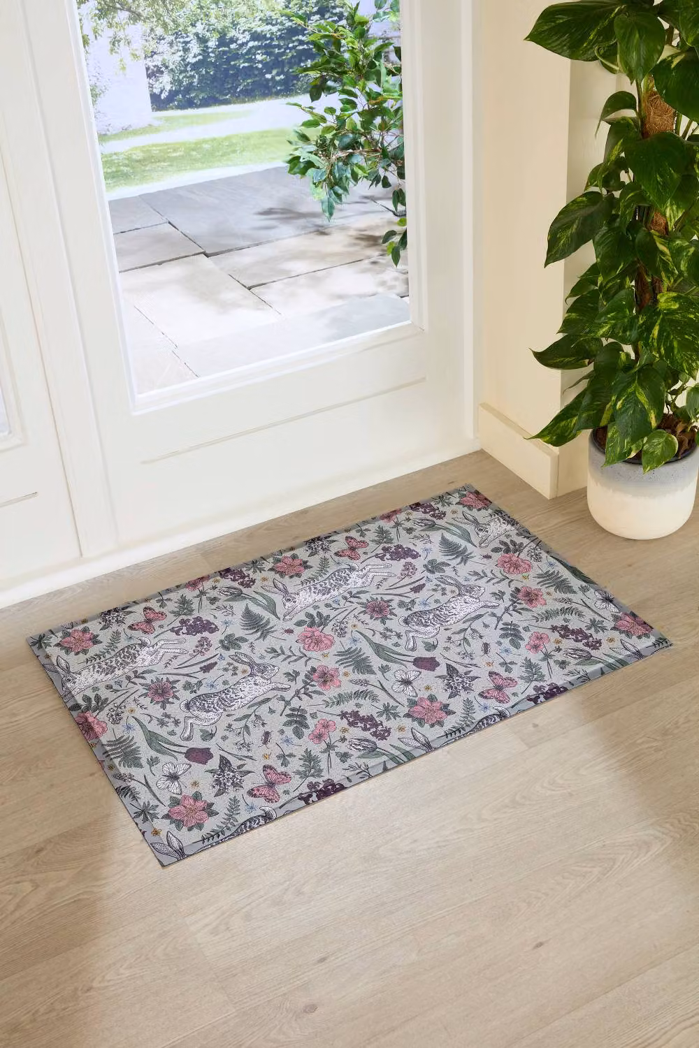 Artsy Mats Hare Wildflowers Doormat, Multicolour, W: 90 cm, D: 60 cm – 2