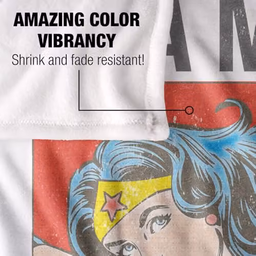 LOGOVISION Wonder Woman I'm A Mom Comic Super Soft Silky Touch Fleece Throw Blanket, Multicolour, W: 127 cm, H: 152.4 cm – 2
