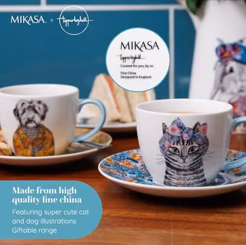 Mikasa White Bone China Teacup and Saucer Set of 2, 240ml – 3