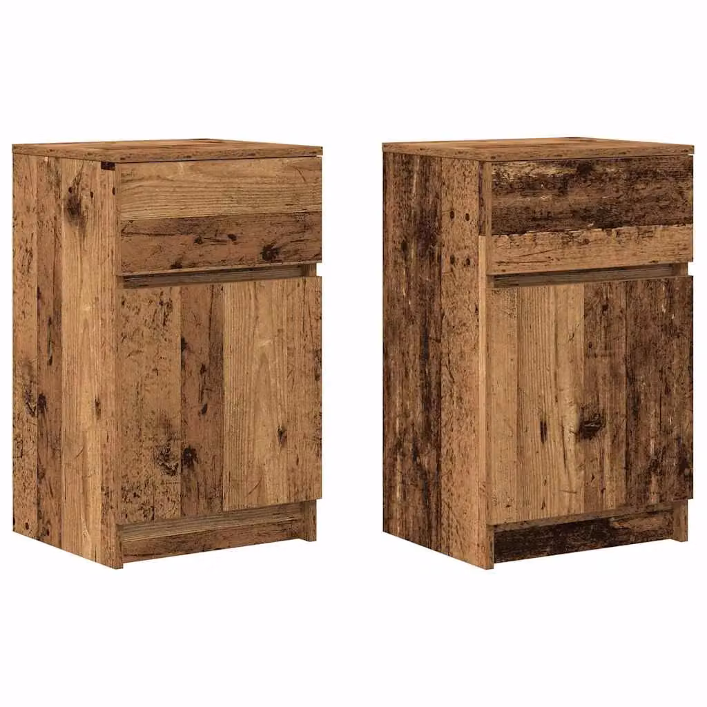 Berkfield Home Set of 2 Bedside Cabinets in Old Wood, W/D/H: 39 x 35 x 65 cm – 2