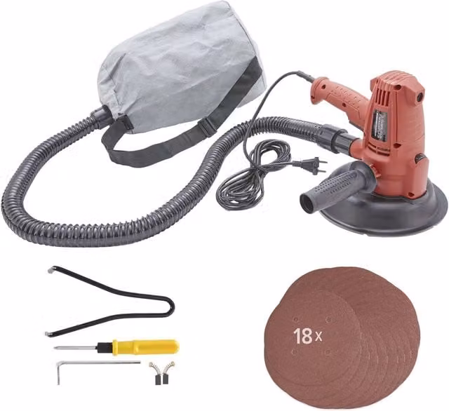 AREBOS Ceiling Sander with Suction and Sandpaper, Red