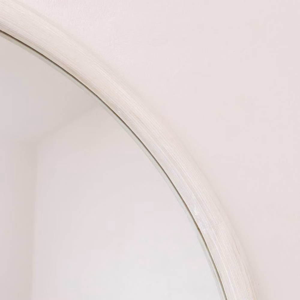 Melody Maison Round Rustic White Washed Wooden Wall Mirror, Diameter: 80 cm – 2