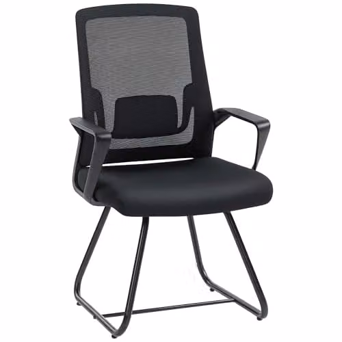 HOMCOM Black Mesh and Fabric Desk Chair with Armrests for Home or Office